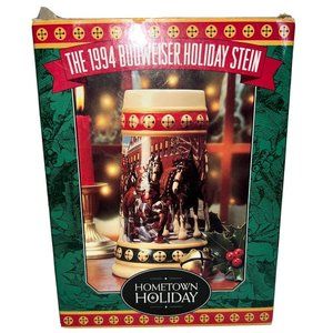 1994 Budweiser Ceramic Beer Tankard Stein Hometown Holiday